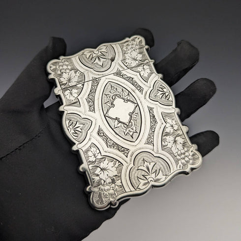 1871 British antique sterling silver card case 59g GEORGE UNITE